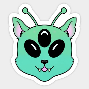 Alien Cat Green Cute Kawaii Animal Sticker